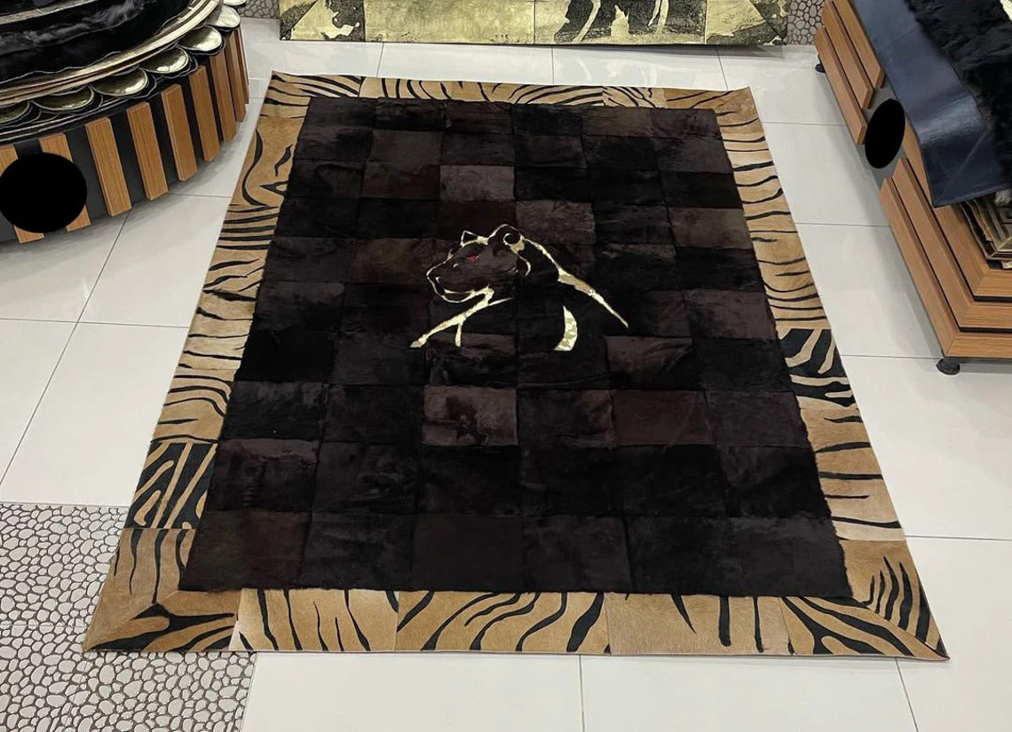 Tiger Design Cowhide Zebra Rug