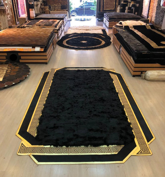 Black Gold Fluffy Soft Sheepskin Rug