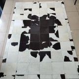 Cowhide Square Black White Rug