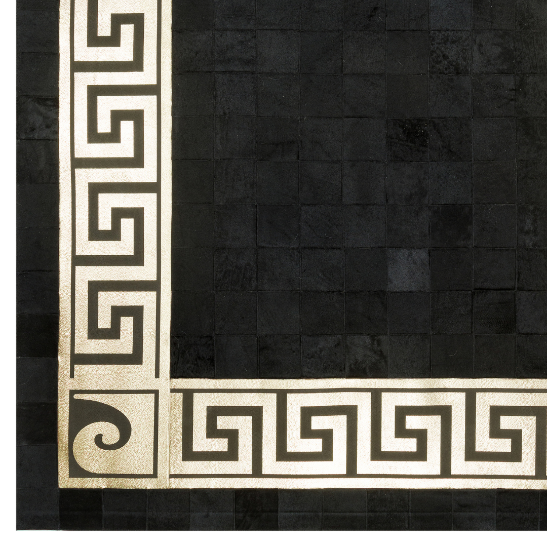 Luxury Cowhide Black Gold Rug