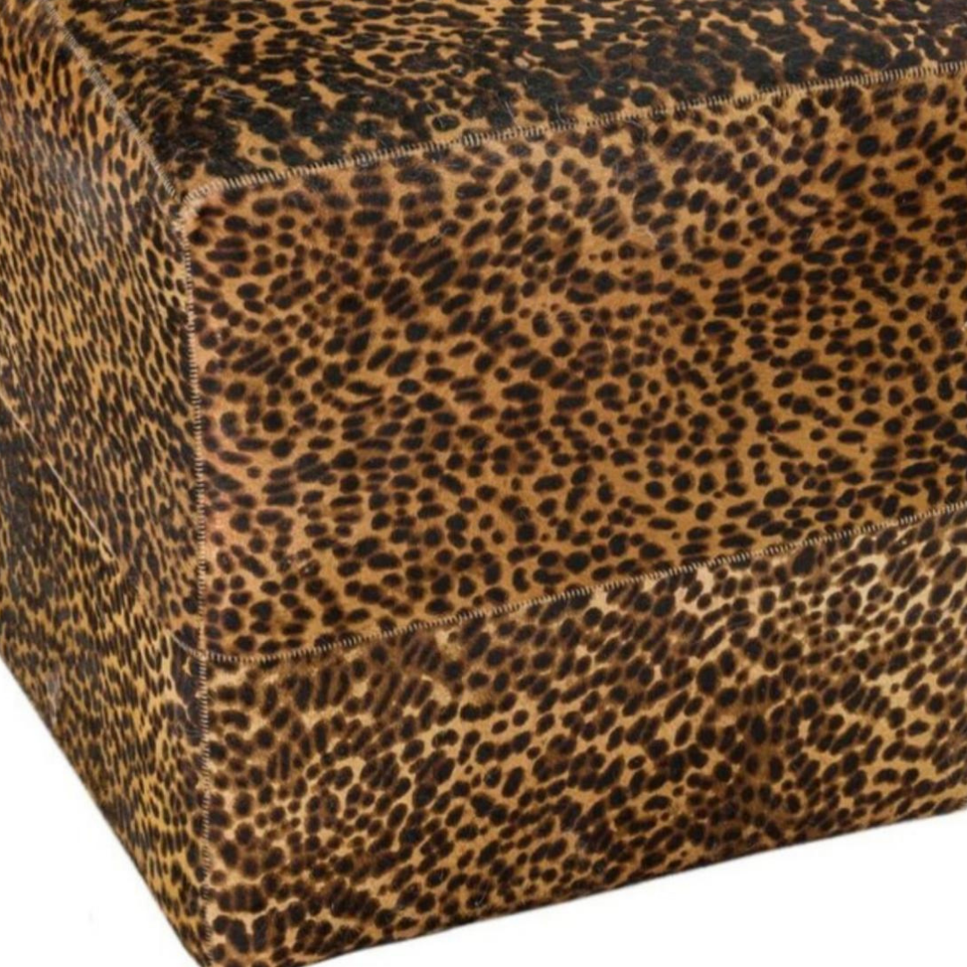 Leopar Design Cowhide Pouff