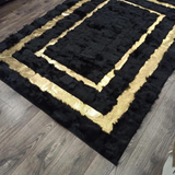 Sheepskin Black Gold Fluffy Rug