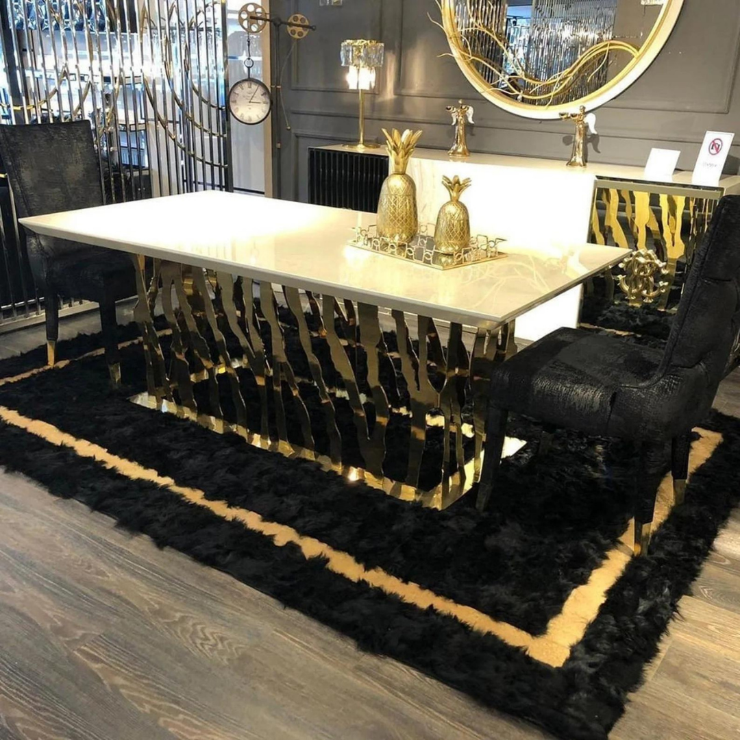 Sheepskin Black Gold Fluffy Rug