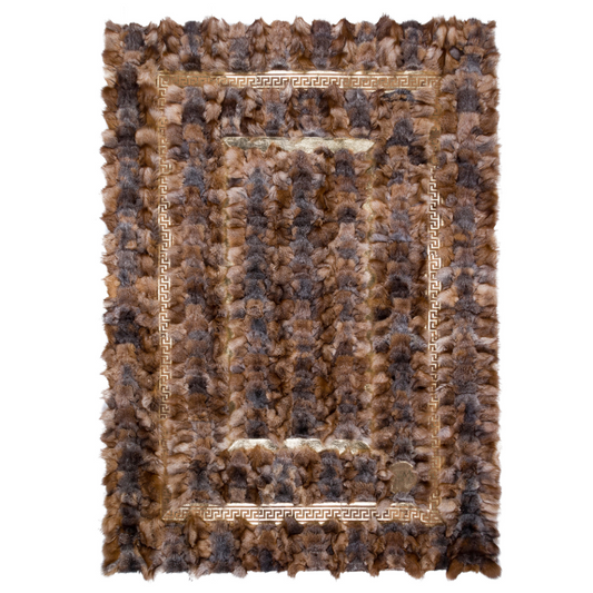 Luxury Fox Fur Gold Living Room Rug