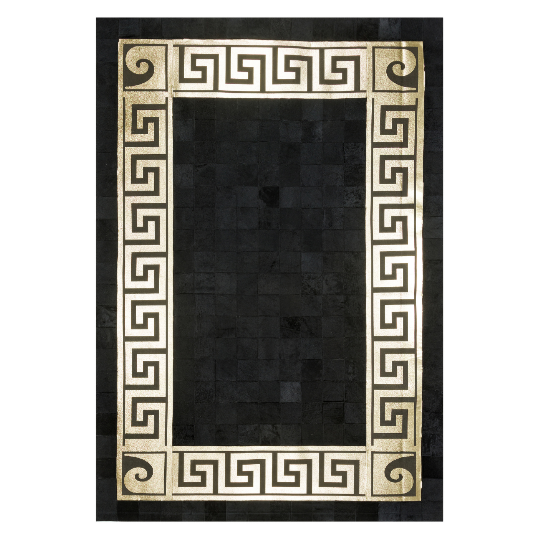 Luxury Cowhide Black Gold Rug