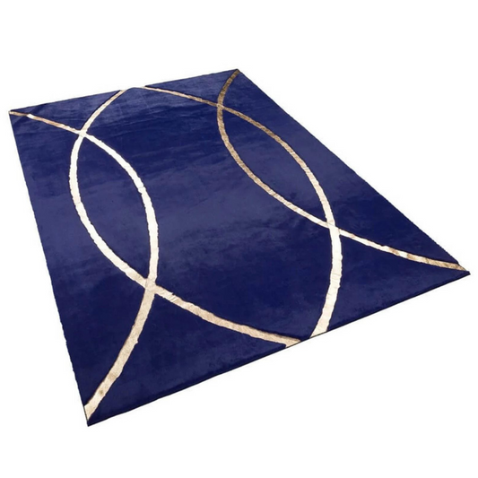 Navy Blue and Gold Plush Rug