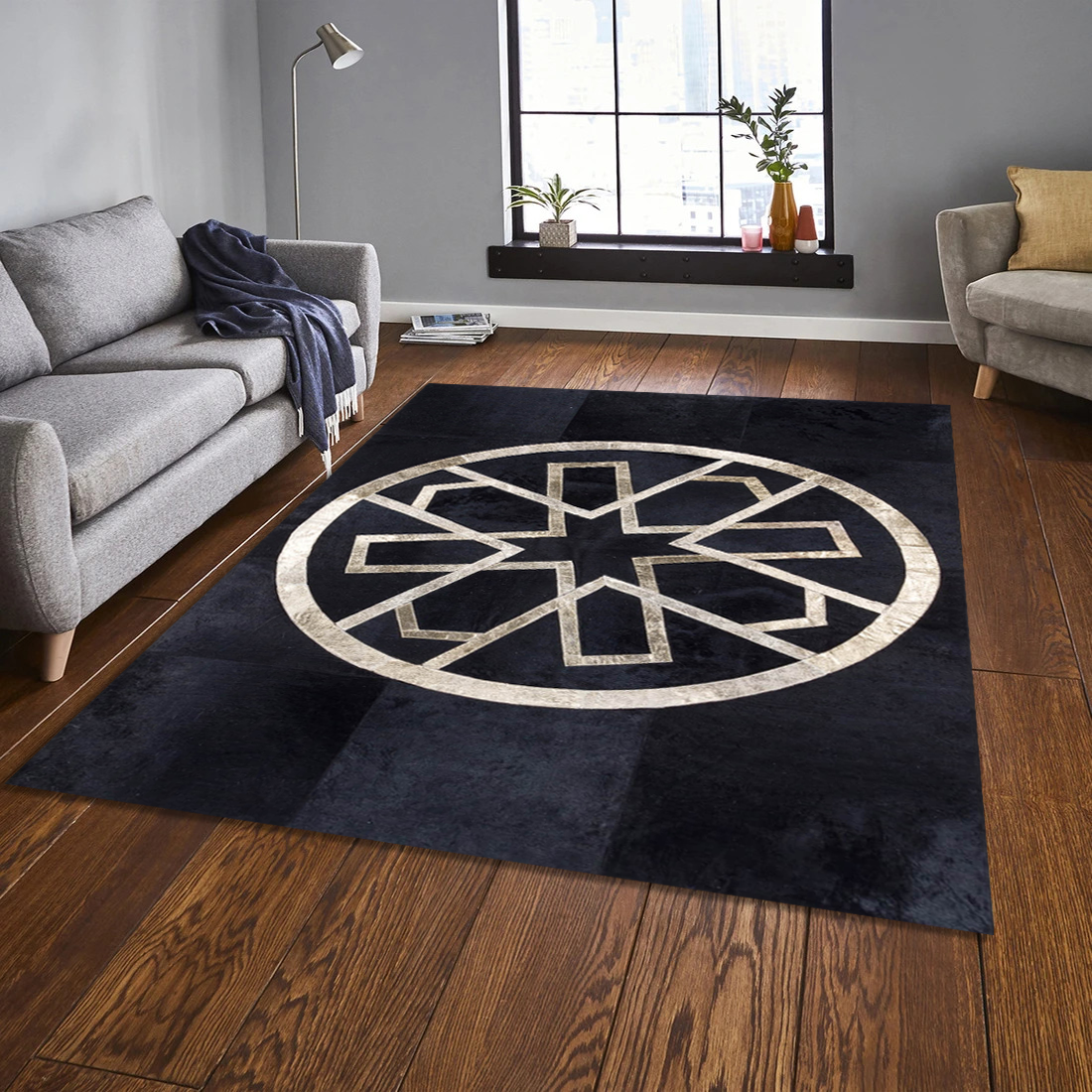 Geometric Cowhide Rug