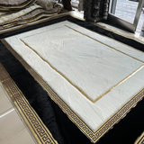 Faux Leather White Black Luxury Rug