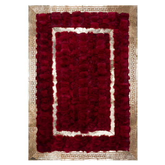 Red Luxury Fox Fur Rug