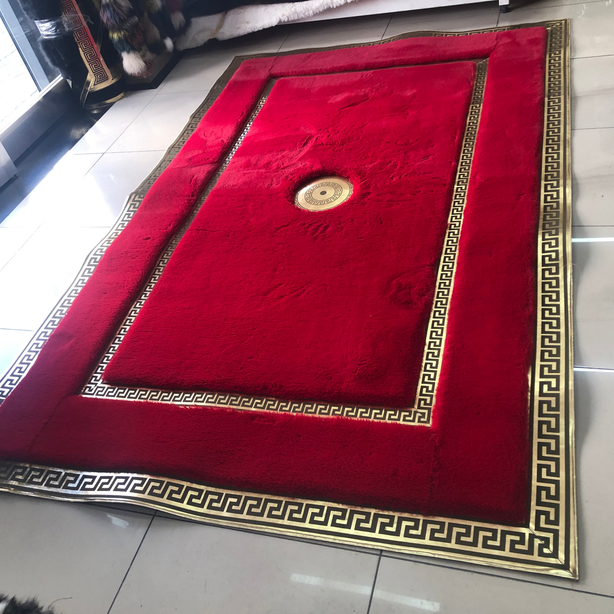 Plush Red Gold Luxury Rug