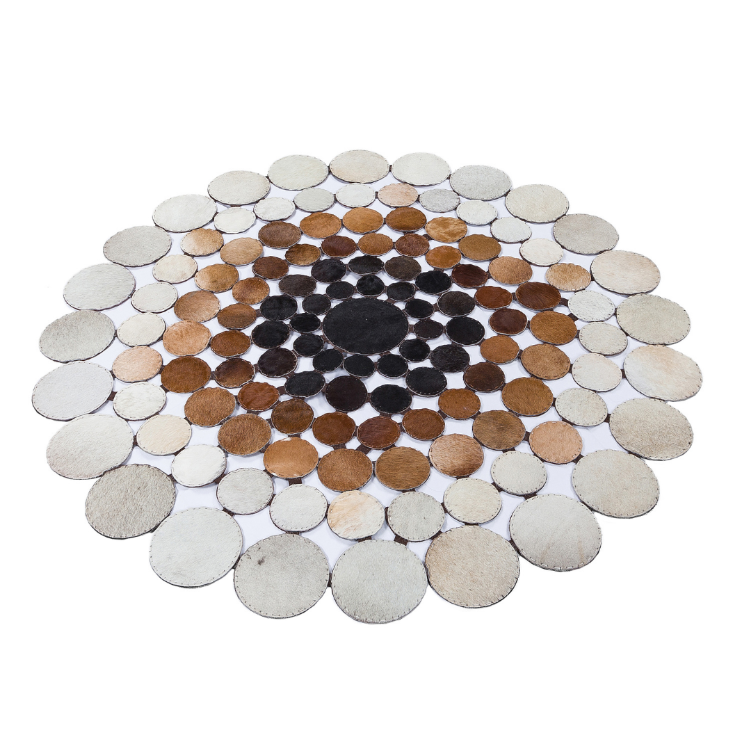 Cowhide Round Geometric Rug