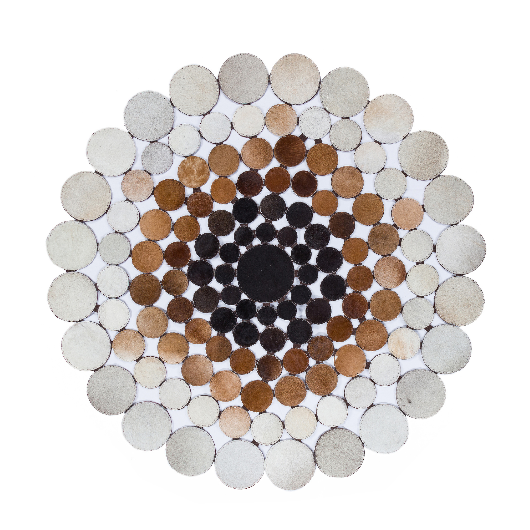 Cowhide Round Geometric Rug