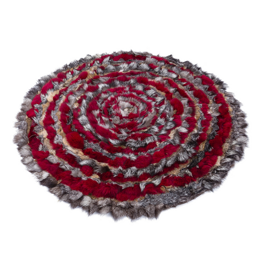 Round Red Fox Fur Rug