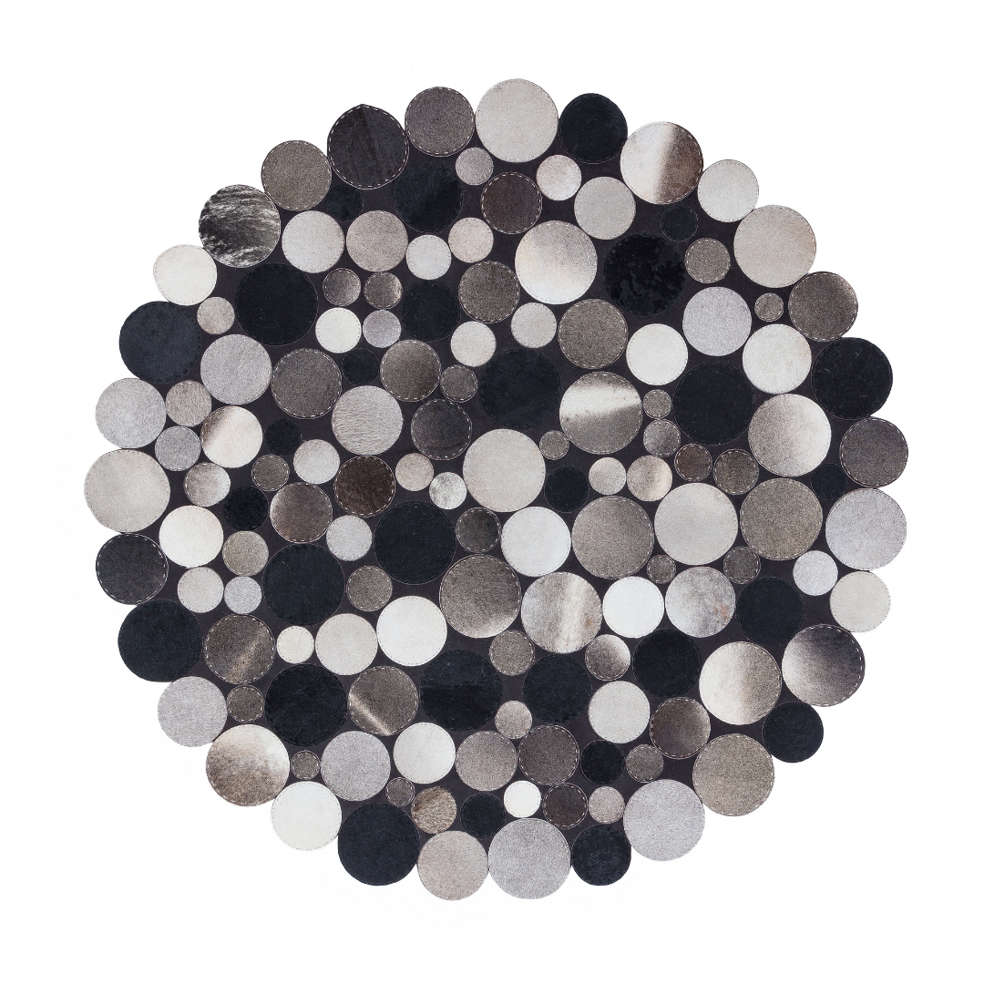 Cowhide Round Gray Rug