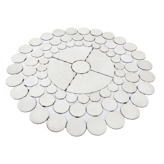 White Round Cowhide Rug