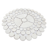 White Round Cowhide Rug