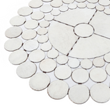 White Round Cowhide Rug