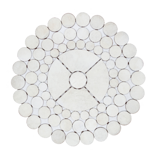 White Round Cowhide Rug