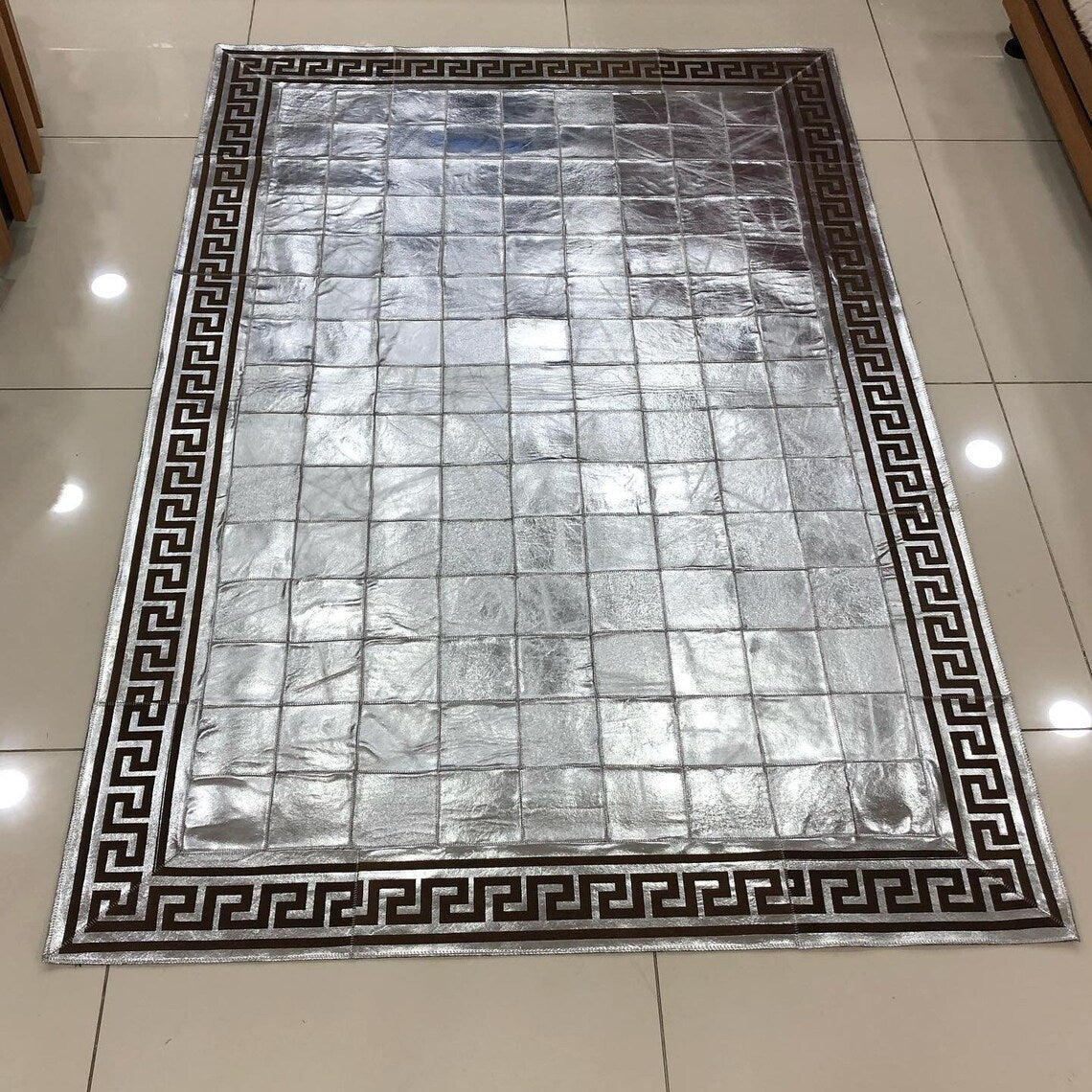 Silver Genuine Cowhide Area Rug