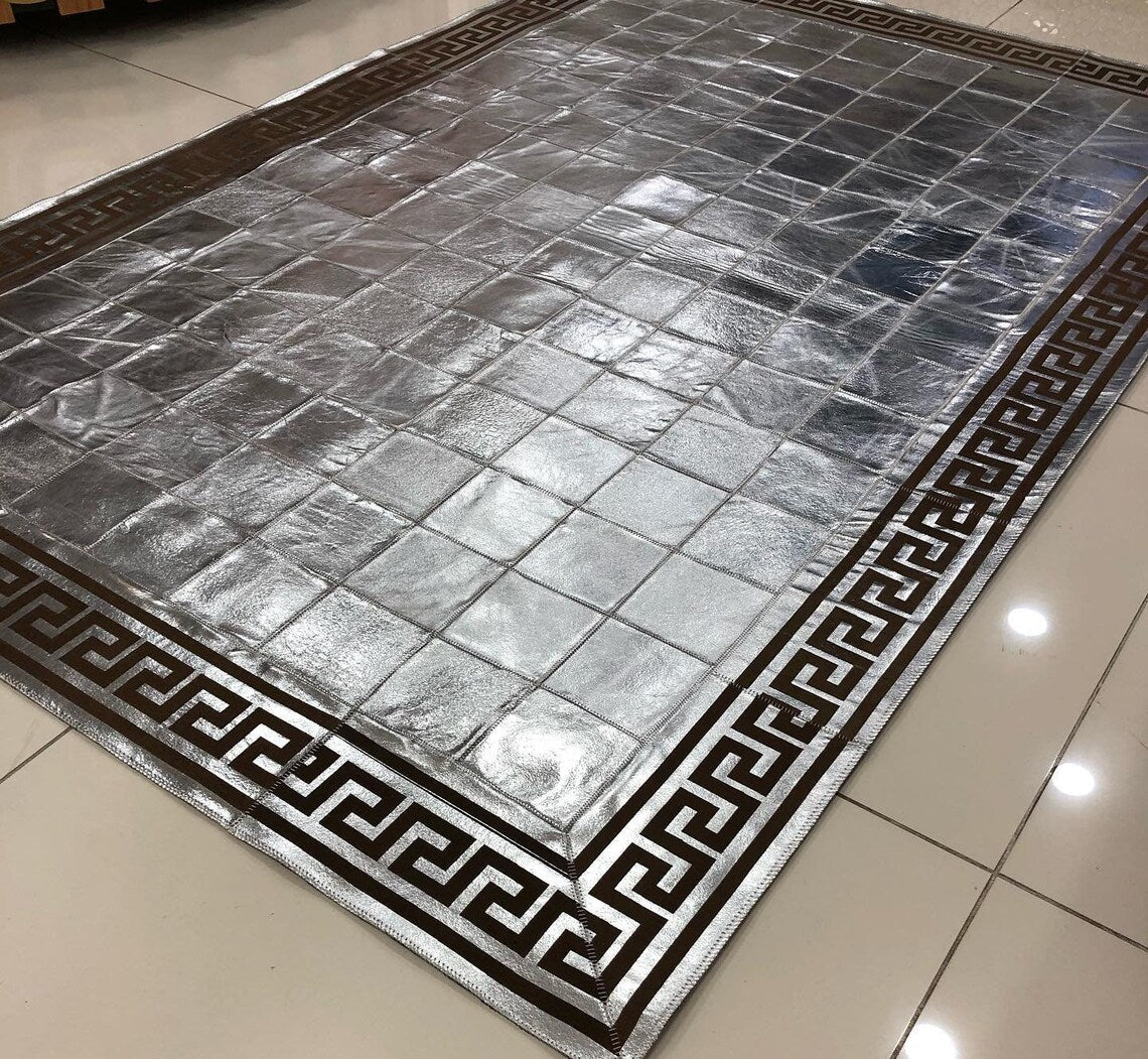 Silver Genuine Cowhide Area Rug