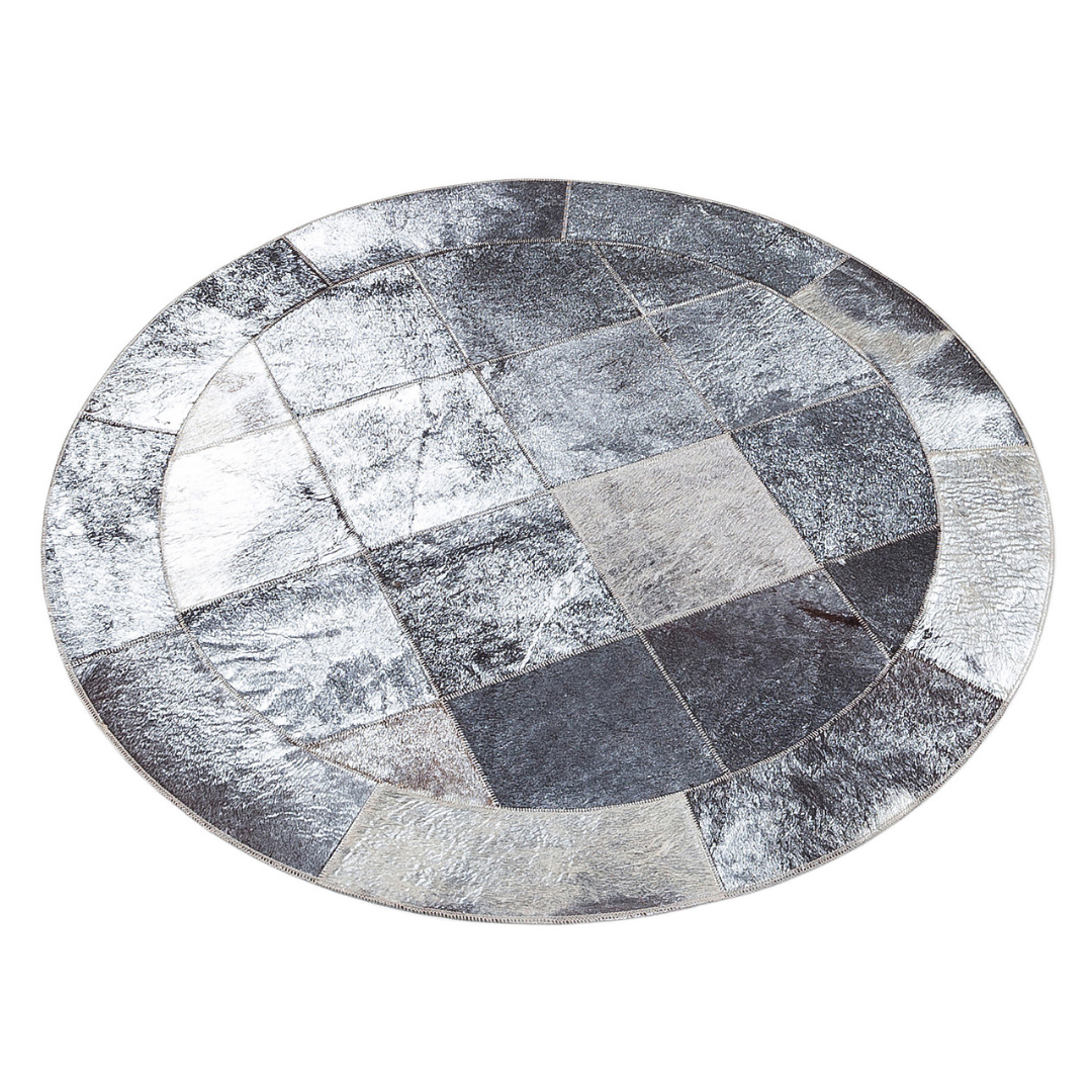 Silver Round Cowhide Rug