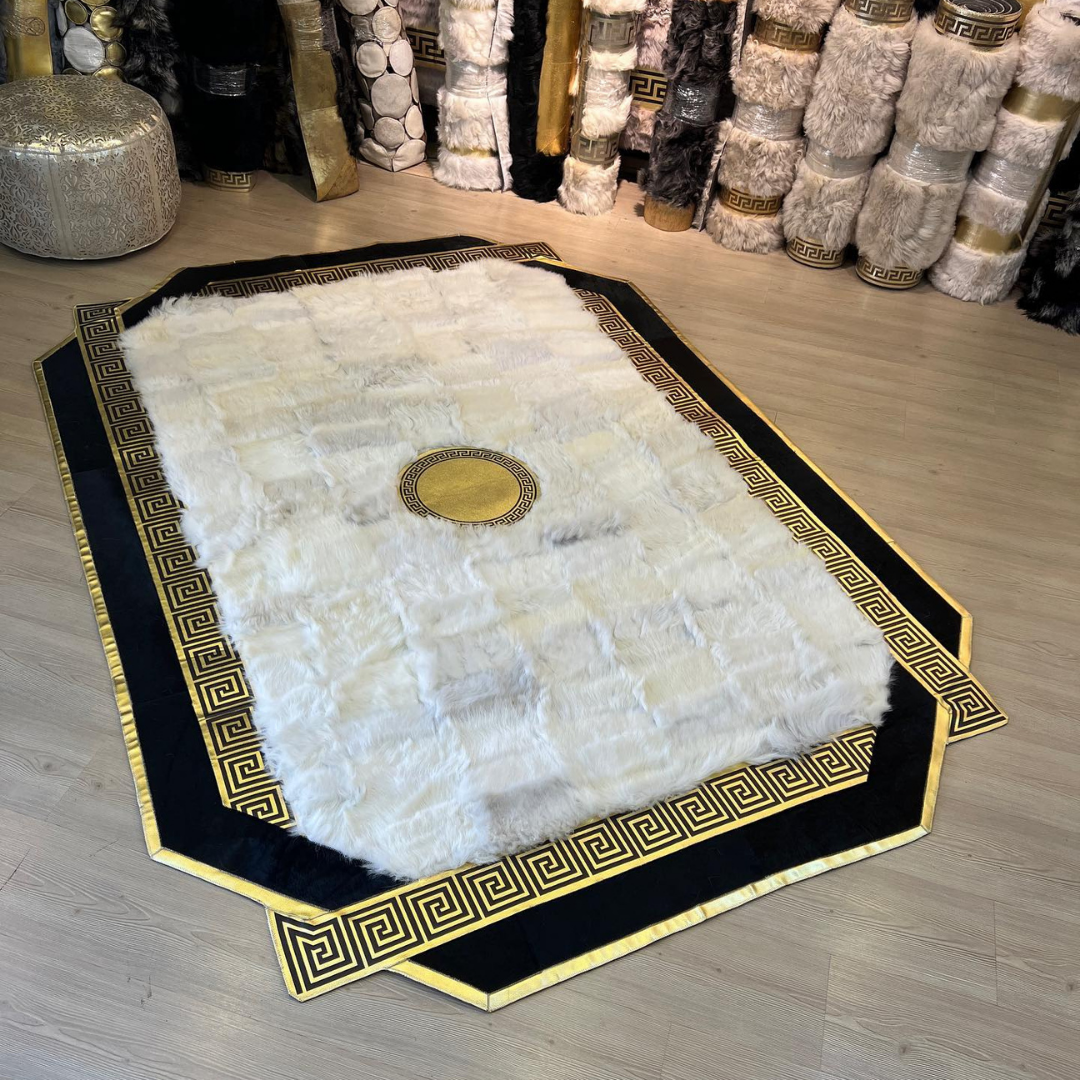 Shaggy Sheepskin White Gold Rug