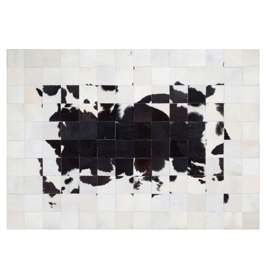 White Black Real Cowhide Rug