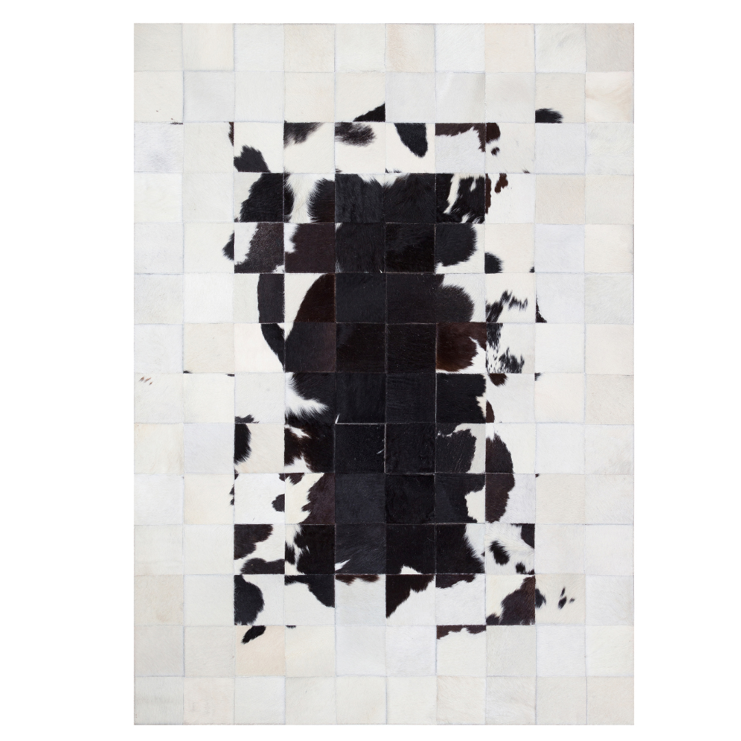 White Black Real Cowhide Rug