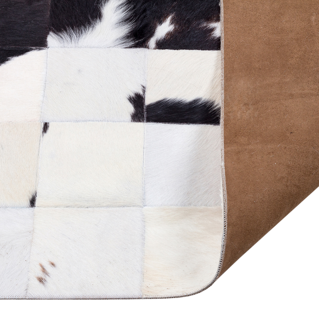 White Black Real Cowhide Rug