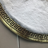 Round Plush White Gold Rug