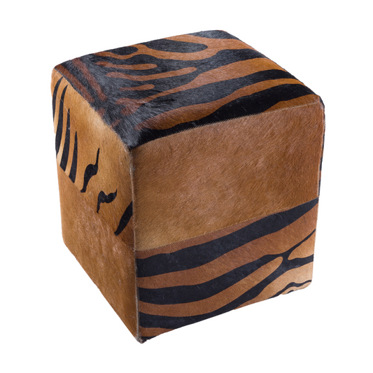 Zebra Cowhide Pouff